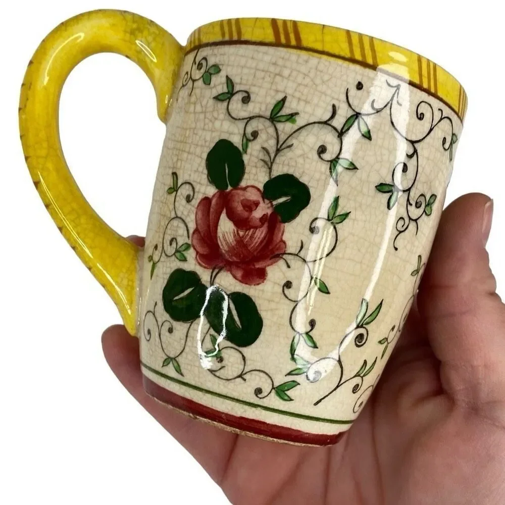 RARE Vintage Early Provincial Rooster and Roses Tray and Coffee Cup Set READ